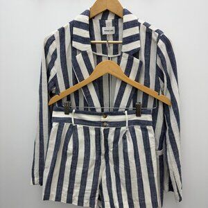 Sugarlips Blue & White Stripe Blazer Set